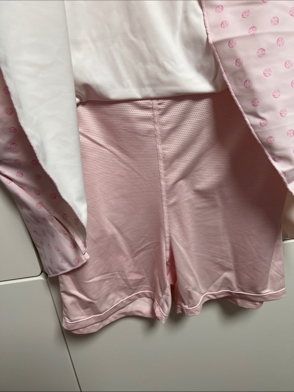 LoveShackFancy Pink Mini Dress with Tiny Tennis Ball Print, Shorts w/ Pockets! - Picture 12 of 15